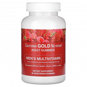 California Gold Nutrition, жевательные мультивитамины для мужчин, ягодно-фруктовый вкус, 90 жевательных таблеток