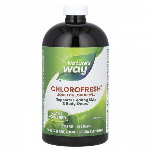 Nature&#039;s Way, Chlorofresh, жидкий хлорофилл, без добавок, 132 мг, 480 мл (16 жидк. унций)