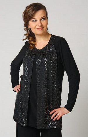 2725 блуза Роскошная удлиненная блуза с отлетными деталями спереди -легкий, женственный блеск Всесезонная блуза! И в пир и в мир!! В коллекции «От 60 и выше » есть размеры до 66!
                     
