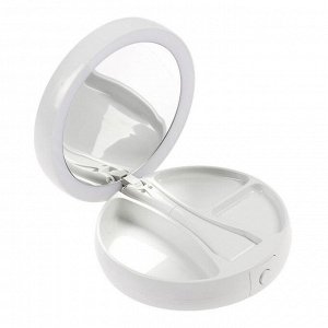Зеркало Luazon KZ-09, подсветка, настольное, 30x16x16 см, увеличение х 10, USB, белое