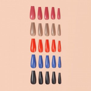 Накладные ногти «Строгая леди», 100 шт, форма балерина, в контейнере, разноцветные
