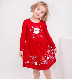 Платье для девочки с принтом в виде Деда Мороза