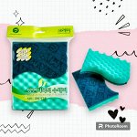 Двухслойная губка для мытья посуды &quot;Scrubber&quot; с абразивным покрытием (сред жёстк) (12х8х3 см) х 2 шт