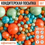 Посыпка кондитерская мягкая: голубая, персиковая, зелёная, 50 г.