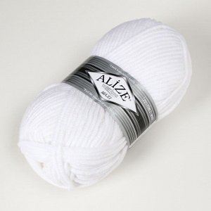Пряжа для вязания спицами, крючком ALIZE, Superlana Maxi, 75% акрил, 25% шерсть, 100 м/100 г, (55 белый)