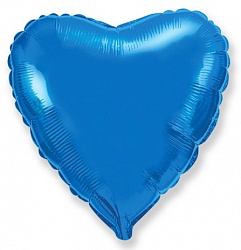 Шар Ф 18" Сердце Металлик синий 45 см