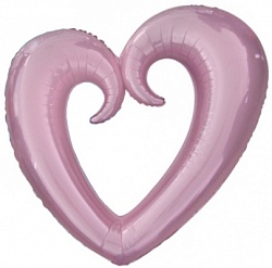 Шар Ф 36" Сердце Фигурное Металлик розовый 90 см