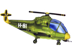Шар ФИГУРА/3 Вертолет зеленый/FM 36 см (компл.=5 шт.)