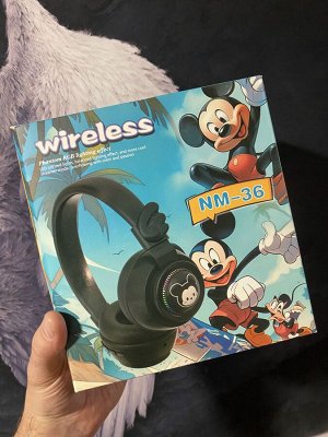 Наушники беспроводные Герои Мультфильмов Disney, Wireless, 400 mAh, RGB Подсветка, Bluetooth, TF Card, AUX