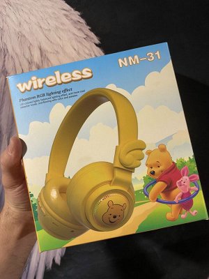 Наушники беспроводные Герои Мультфильмов Disney, Wireless, 400 mAh, RGB Подсветка, Bluetooth, TF Card, AUX