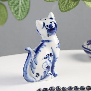 Фигурка фарфор гжель «Кошка Улыбка», 10x5x13 см