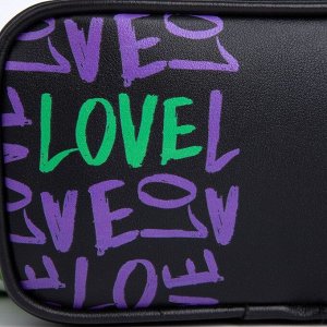 Сумка детская Love, искусственная кожа, на ремешке, черная, 18x11x6 см