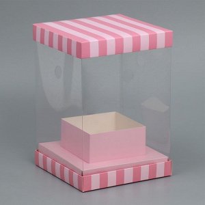 Коробка подарочная для цветов с вазой и PVC окнами складная, упаковка, «Love», 16x23x16 см