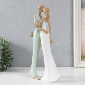 Фигурка полистоун «Влюблённые. Поцелуй», бело-зелёный, 15.5x6x29.5 см
