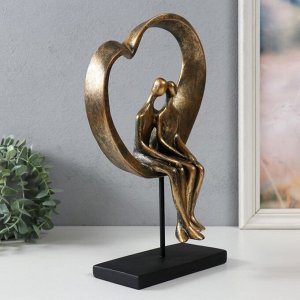 Фигурка полистоун «Двое в сердечке», под металл, 19.4x10.4x31.5 см