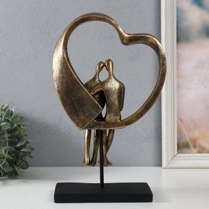 Фигурка полистоун «Двое в сердечке», под металл, 19.4x10.4x31.5 см
