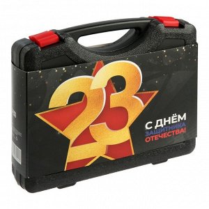 Набор инструментов в кейсе ТУНДРА «23 ФЕВРАЛЯ», в подарочной упаковке, 46 предметов