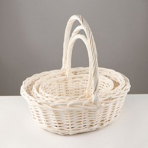 Набор корзин плетёных, 3 шт., 46x36x16/42 см, 41x31x14/35 см, 34x27x12/31 см, ива