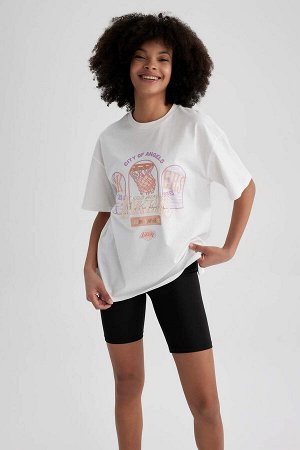 DeFactoFit Лицензированная футболка большого размера NBA Los Angeles Lakers из 100 % хлопка с круглым вырезом и короткими рукавами
