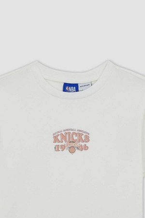 DeFactoFit Хлопковая футболка с короткими рукавами и круглым вырезом с лицензией NBA New York Knicks