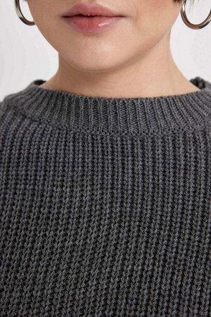 DEFACTO Укороченный свитер из ткани Салоники с круглым вырезом