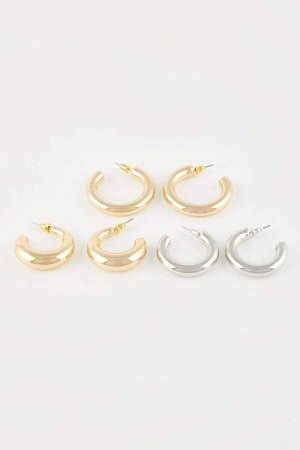 Женские серьги-кольца из трех частей