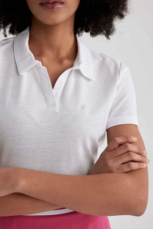 DeFactoFit Спортивная футболка с воротником-поло и короткими рукавами