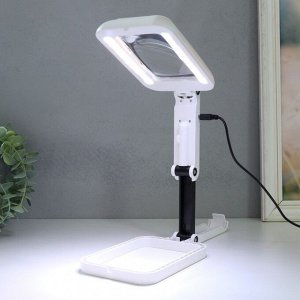 Лампа-лупа с увеличит.стеклом х3 для творчества 3 режима LEDx18 от 3АAA+ USB 10.5?28 см