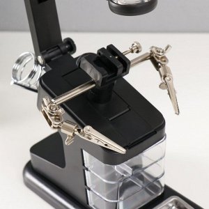 Лампа-лупа набор с увеличительным стеклом х2.5 ?4.5 ?25 LEDx2 от LR44 чёрный 18.5?11.5?23 см