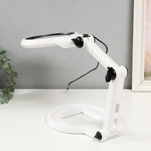 Лампа-лупа х4 ?8 для творчества LEDx24 от 3AAA USB линзы d=2.95 и 12 см 5.5?19.7?40.5 см