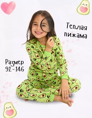 ivdt37 Пижама детская теплая с начесом для девочки AvoDream