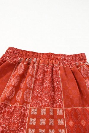 Красная многоярусная юбка миди в стиле Бохо