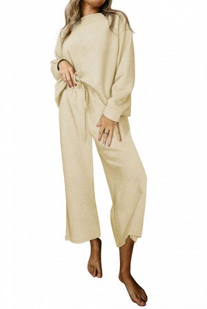 VitoRicci Apricot Ultra Loose Textured 2pcs Slouchy Outfit