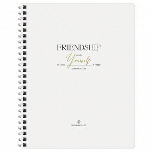 Тетрадь 80л., А5, клетка на гребне GreenwichLine ""Friendship"", матовая ламинация, тиснение фольгой,