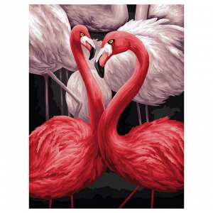 Картина по номерам на холсте ТРИ СОВЫ ""Розовые фламинго"", 30*40, с акриловыми красками и кистями