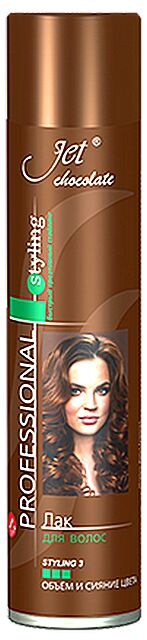 Лак для волос Jet Chocolate Styling Объём и Сияние Цвета степень фиксации 4 
сверхсильная 300мл