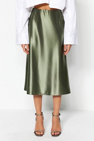Атласная  юбка премиум-класса трапеции/трапеции миди