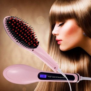 Расческа выпрямитель Fast Hair Straightener розовая