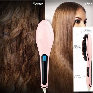 Расческа выпрямитель Fast Hair Straightener розовая