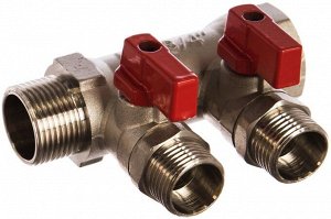 Коллектор с шар. краном 3/4"х1/2" НР (2 выхода) Valtec VTc.580.N.0502