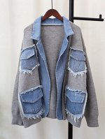 Женский кардиган с джинсовыми вставками