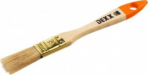 Плоская кисть флейцевая DEXX 20 мм, 3/4″ натуральная щетина, деревянная ручка