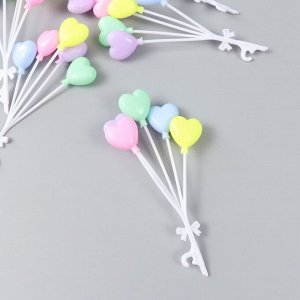 Декор для творчества пластик "Связка воздушных шаров-сердец" 5 шт 14 см