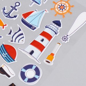 Наклейка пластик "Моряк/Космонавт" с блёстками МИКС 14х25 см