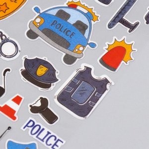 Наклейка пластик "Полицейский/Пожарный" с блёстками МИКС 14х25 см