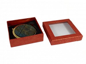 Подарочное зеркало с накладкой из лабрадора, круглое, золотистое, в коробочке