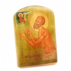 Именная икона из селенита "Блаженный Максим Московский" арка большая, 50*30*65мм