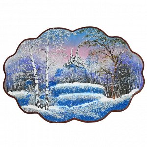 Картина с рисунком из камня, зимнее морозное утро "облачко" 46*31,5см, 700г