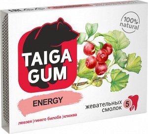 Смолка Taiga Gum "ENERGY" блистер №5 по 0,8 г, в растит. пудре, без сахара, в инд. уп.