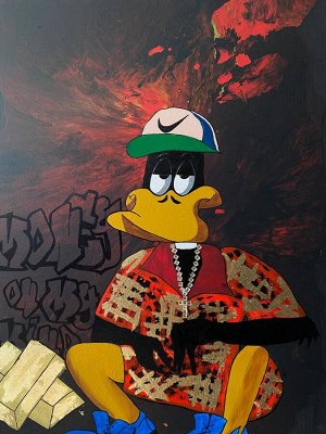 Картина "Rich duck" ручная работа 60*70 см